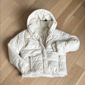 Hollister Off White Puffer Jacket with Hood